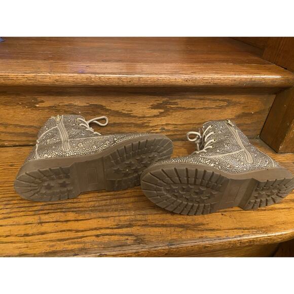 Betsy Johnson Hudson Combat Boots Women’s 5M Rhinestones Zip - Picture 8 of 8
